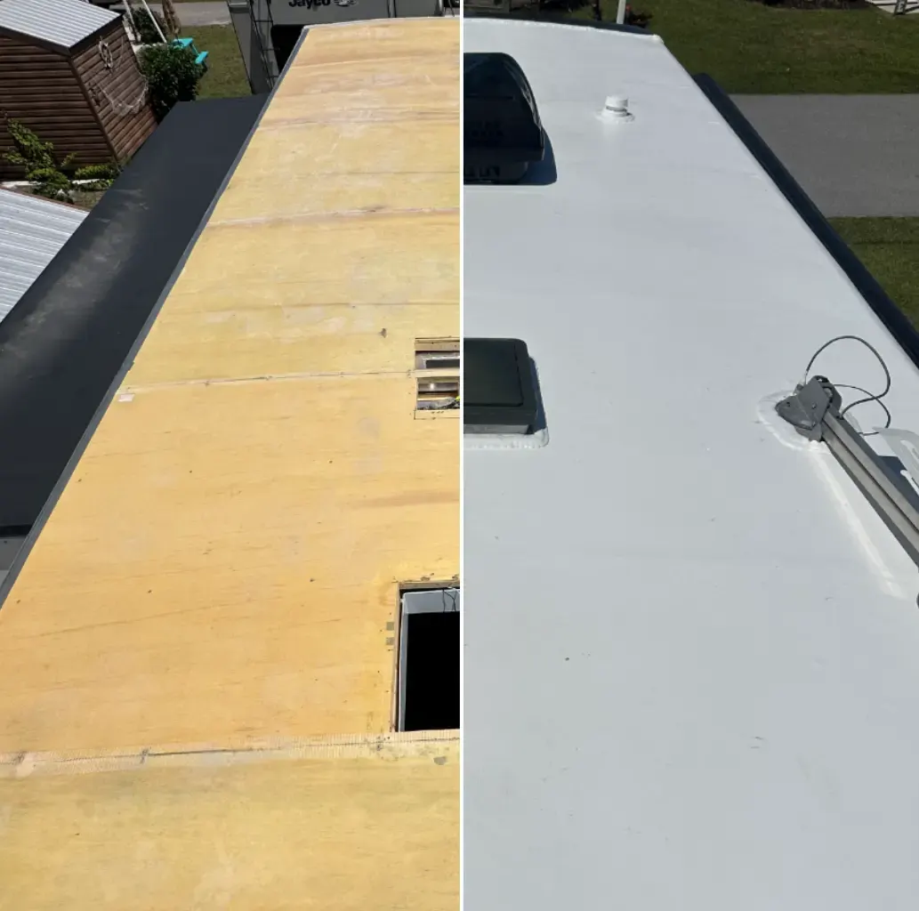 RV roof before and after in Fresno
