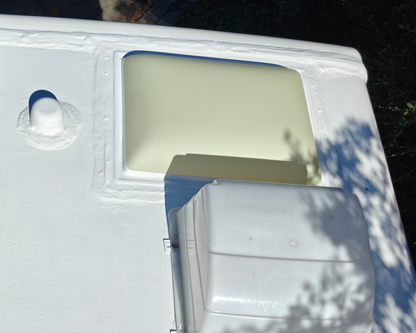 Skylight plumbing vent termination bar after repair