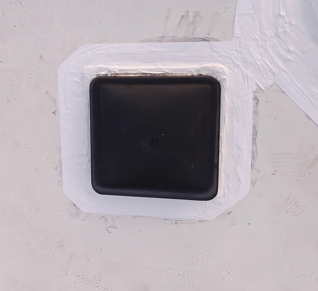 Sealed roof vent on RV after maintenance with fiber-reinforced silicone