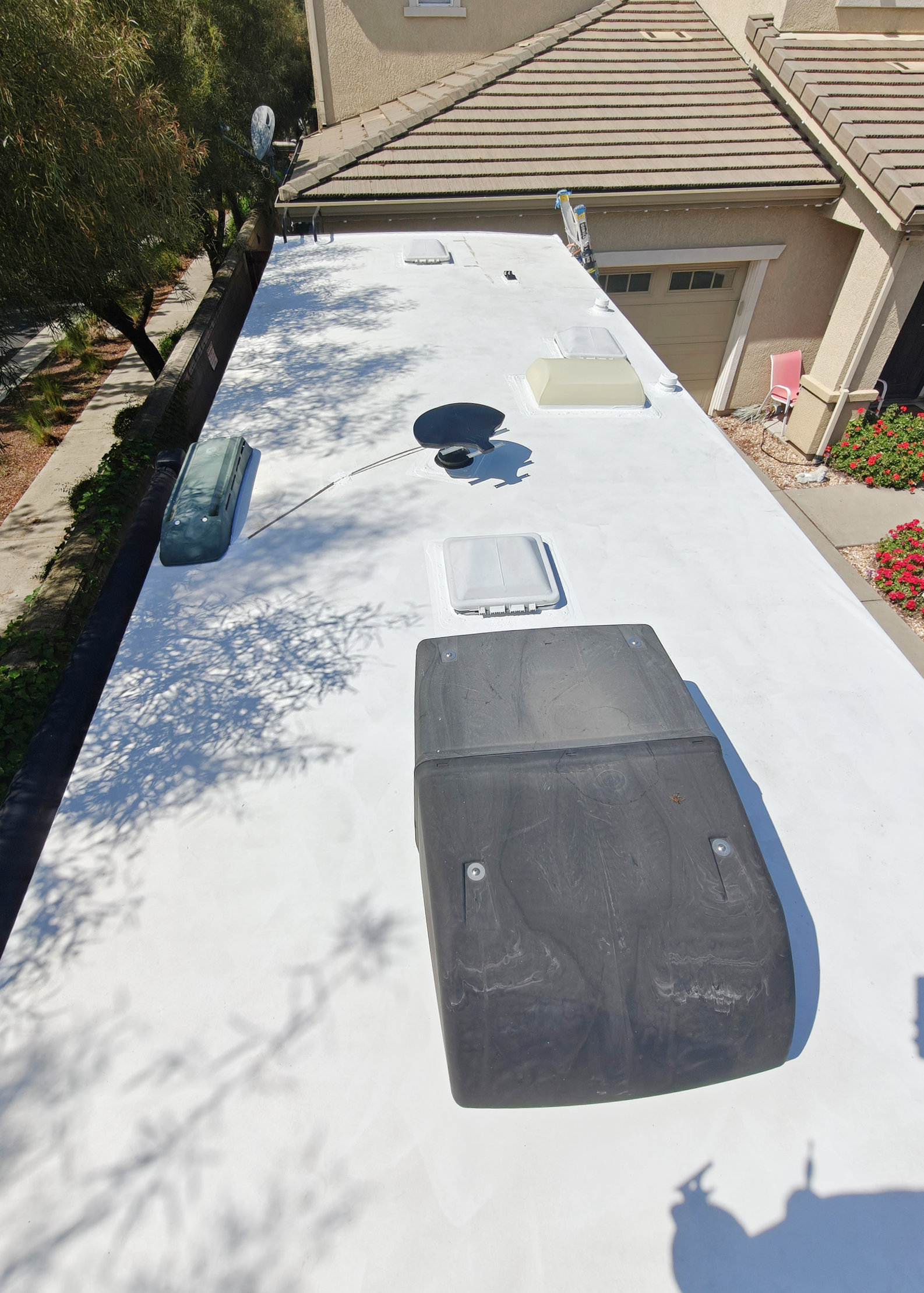 Clean and sealed RV roof after maintenance